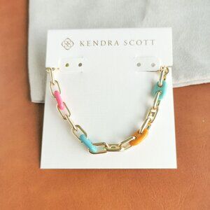 Kendra Scott Bailey Gold Rainbow Multi Mix Chain Bracelet Trendy